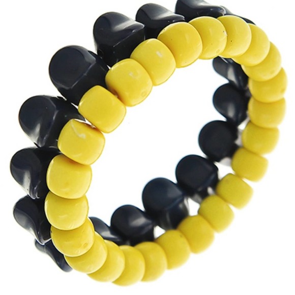 STACKABLE NAVY YELLOW STRETCH BRACELETS - Picture 1 of 2